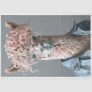 Papier Mousseline Llama à tête rose
