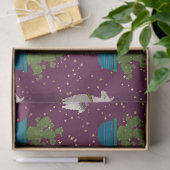 Papier Mousseline Llama, Catcus et Etoiles sur la page pourpre (Cadeau)