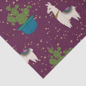 Papier Mousseline Llama, Catcus et Etoiles sur la page pourpre (Détail)