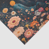 Papier Mousseline Llama lunaire dans un paysage floral étoilé (Détail)