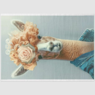 Papier Mousseline Llama lunaire vintage avec découpage de fleurs