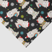 Papier Mousseline Llamas Festive de Noël en noir (Détail)