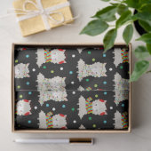 Papier Mousseline Llamas Festive de Noël en noir (Cadeau)