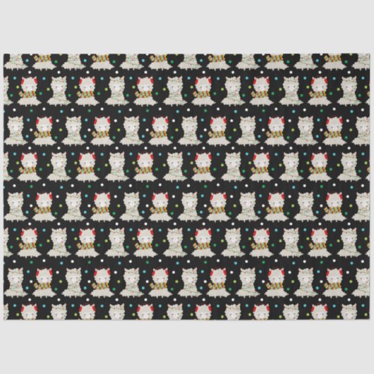 Papier Mousseline Llamas Festive de Noël en noir (Recto)