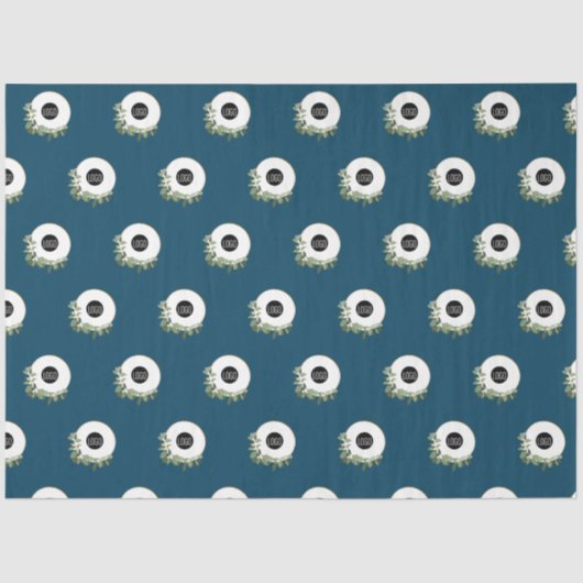 Papier Mousseline Logo de l'entreprise Blue Modern Wreath (Recto)