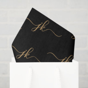Papier Mousseline Logo de script de monogramme d'entreprise Black Go