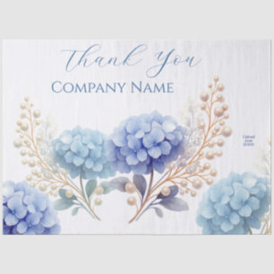Papier Mousseline Logo élégant du Merci Hydrangea Blue