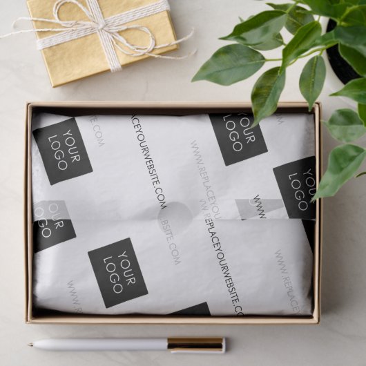 Papier Mousseline Logo Modèle Entreprise Packaging Blanc (Cadeau)