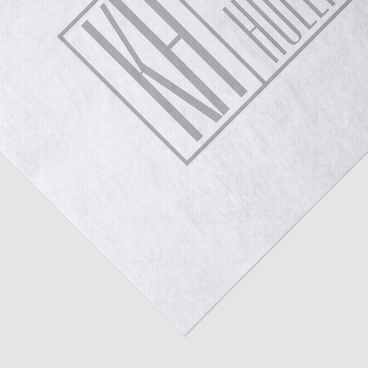 Papier Mousseline Logo Moderne Grey Initiales & Nom (Détail)