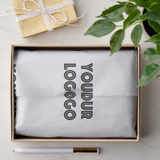 Papier Mousseline Logo simple à répéter | Blanc (Cadeau)