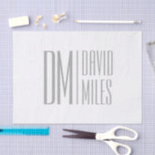 Papier Mousseline Logo Stylish Minimal & Modern Grey Initiales & Nom (Artisanat)