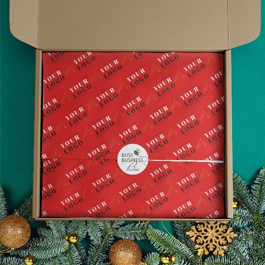 Papier Mousseline Logo sur mesure en carrelage de Noël rouge Holly