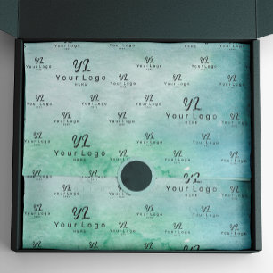 Papier Mousseline Logo Turquoise Turquoise Watercolor