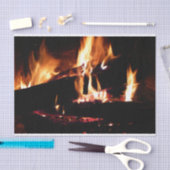 Papier Mousseline Logs dans la cheminée Photographie de feu chaud (Artisanat)