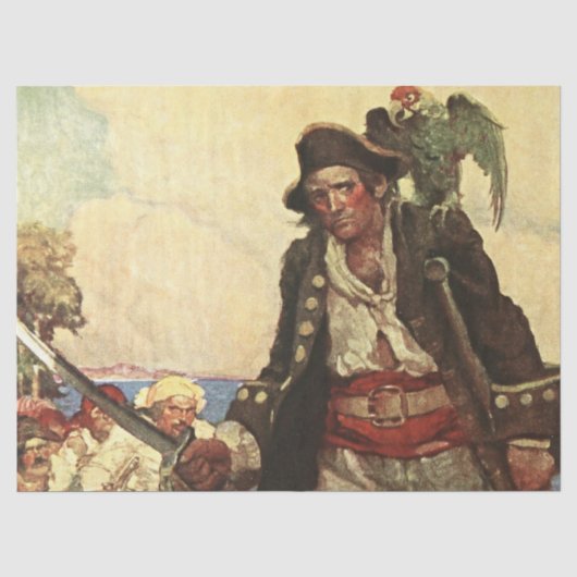 Papier Mousseline « Long John Silver » : illustration pirate par Lou (Recto)