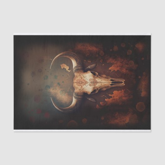 Papier Mousseline Longhorn Crâne de vache rustique (Recto)