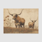 Papier Mousseline Longhorns du Texas primitif (Recto)