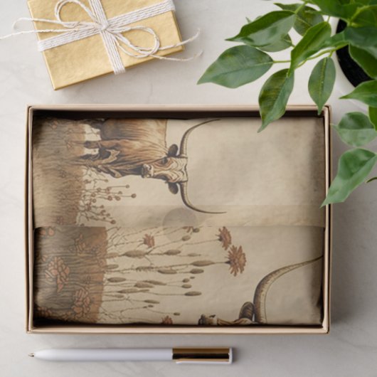 Papier Mousseline Longhorns du Texas primitif (Cadeau)