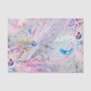 Papier Mousseline L'or rose floral Decoupage fleurit le papillon