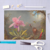 Papier Mousseline L'orchidée de Cattleya et trois colibris Heade (Artisanat)
