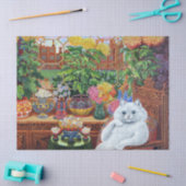 Papier Mousseline Louis Wain Chat dédécoupage psychédélique de la pa (Artisanat)