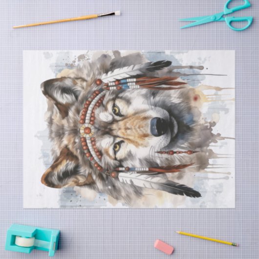 Papier Mousseline Loup amérindien (Artisanat)