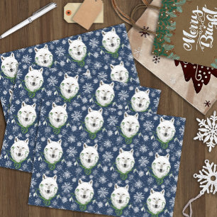 Papier Mousseline Loup Arctique Blanc Mystique Neige Bleue Galanthus