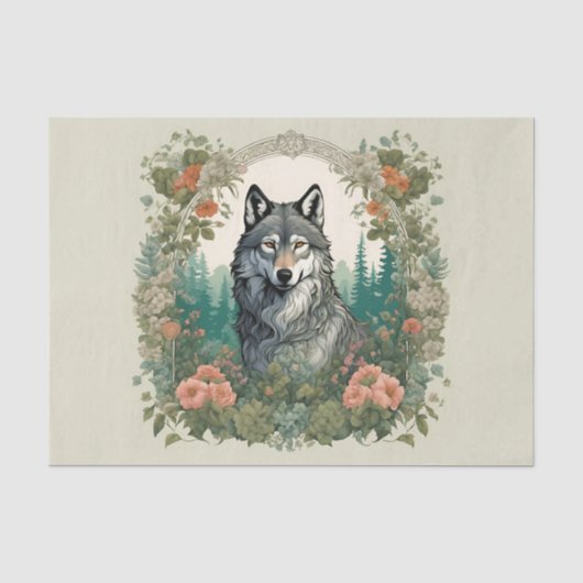 Papier Mousseline Loup Cottagecore Decoupage (Recto)
