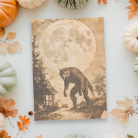 Loup-garou Vintage Découpe Halloween Lune