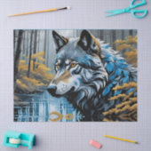 Papier Mousseline Loup gris au ruisseau (Artisanat)