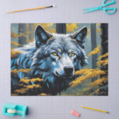 Papier Mousseline Loup gris en forêt dorée (Artisanat)