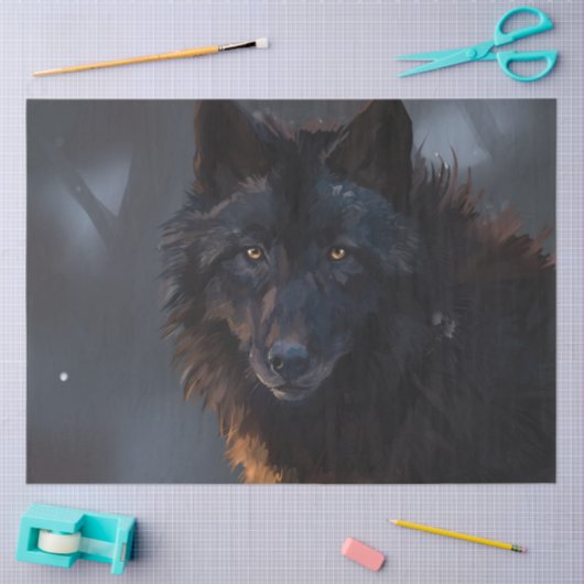 Papier Mousseline Loup noir (Artisanat)