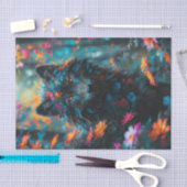 Papier Mousseline Loup noir floral (Artisanat)