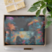 Papier Mousseline Loup noir floral (Cadeau)