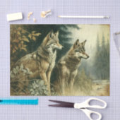 Papier Mousseline Loups argentés (Artisanat)