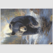 Papier Mousseline L'ours noir dans une rivière Illustration Découpag (Recto)