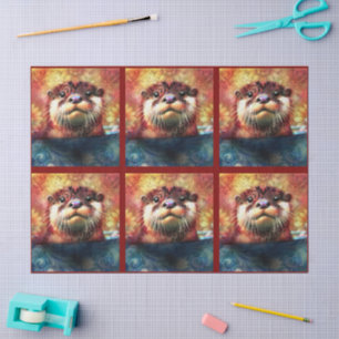 Papier Mousseline Loutre Floral Sarcelle Orange Loutres Découpage