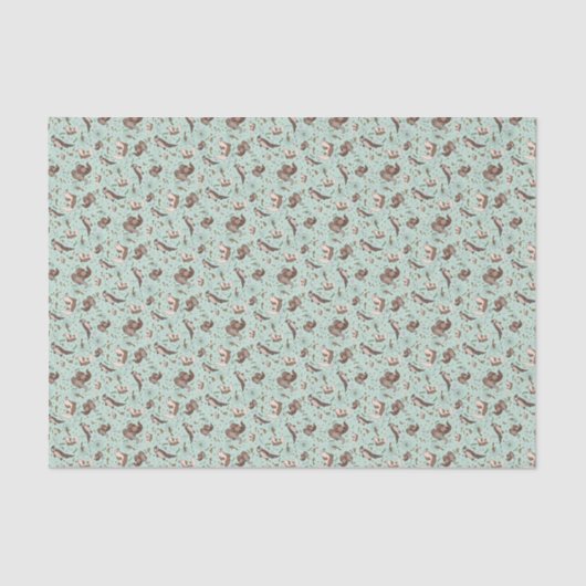 Papier Mousseline Loutres en bleu (Recto)