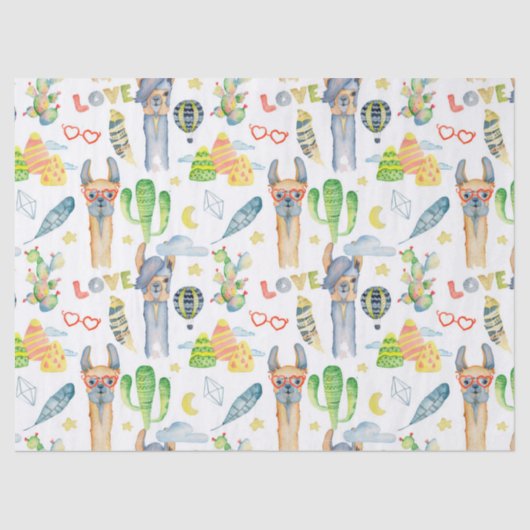 Papier Mousseline Love A Llama Tissue Paper (Recto)