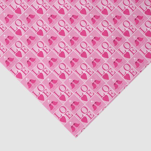 Papier Mousseline Love Birds in Pink Pattern (Détail)