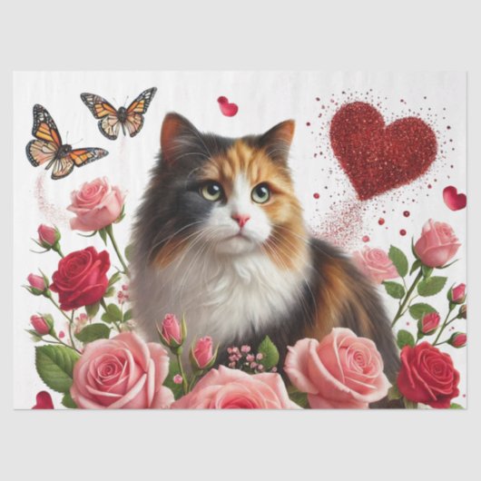 Papier Mousseline Love Calico Cats Saint Valentin (Recto)