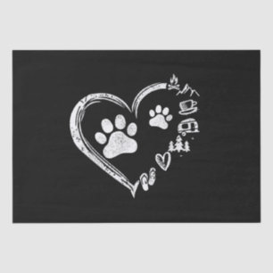 Papier Mousseline Love Camping Chien Empreinte de patte Heart Flip F