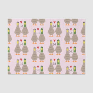 Papier Mousseline Love Ducks Valentine's Day Initiales personnalisée