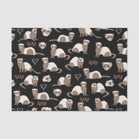 Papier Mousseline Love Ferrets - Noir (Recto)