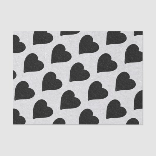 Papier Mousseline Love Heart Black Parties scintillant papier de la (Recto)
