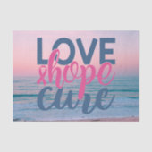 Papier Mousseline Love Hope Cure | Pastel Beach Sunset peint à la ma (Recto)