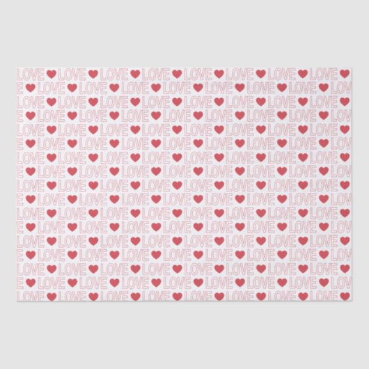 Papier Mousseline Love Motif Tissu Papier - Red Outline (Recto)