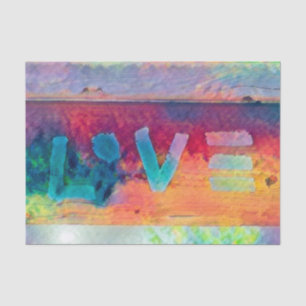 Papier Mousseline Love Retro Hippie Blue Red Orange Bohemian Country