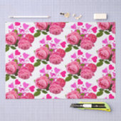 Papier Mousseline Love Rose rose motif floral (Artisanat)