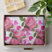 Papier Mousseline Love Rose rose motif floral (Cadeau)